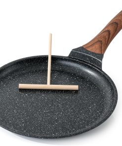 Crepe Pan Nonstick, 10 Inch Dosa Pan with Spreader, Granite Coating Comales Para Tortillas Pancake Pan