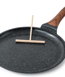 Crepe Pan Nonstick, 12 Inch Dosa Pan with Spreader, Granite Coating Comales Para Tortillas Pancake Pan